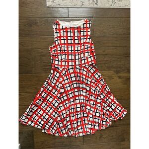 Donna Morgan Sleeveless Plaid A-Line Dress Size 8 Preppy Luxury